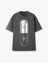 RAW METALS Poison Cure Oversized Distressed T-shirt in Charcoal