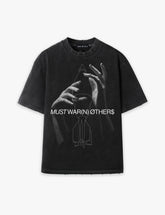 RAW METALS Must Warn Others Oversized Distressed T-shirt in Black