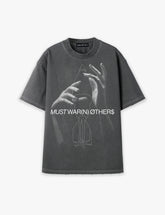 RAW METALS Must Warn Others Oversized Distressed T-shirt in Charcoal