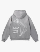 RAW METALS Behind Every Smile Faded Hoodie in Grey