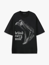 RAW METALS Behind Every Smile Oversized T-shirt in Black