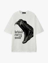 RAW METALS Behind Every Smile Oversized T-shirt in White