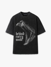 RAW METALS Behind Every Smile Oversized Distressed T-shirt in Black