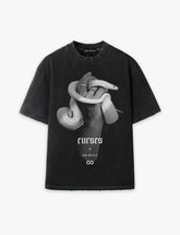 RAW METALS Curses Oversized Distressed T-shirt in Black