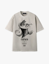 RAW METALS Curses Oversized Distressed T-shirt in Bone