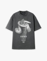 RAW METALS Curses Oversized Distressed T-shirt in Charcoal