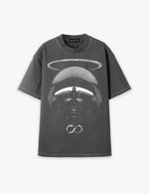 RAW METALS Vanishing Line Oversized Distressed T-shirt in Charcoal