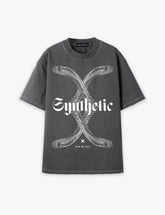 RAW METALS Synthetic Oversized Distressed T-shirt in Charcoal