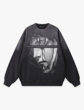 RAW METALS Falling Mask Faded Sweatshirt in Black