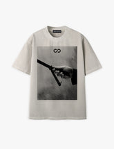 RAW METALS Natural Causes Oversized Distressed T-Shirt in Bone