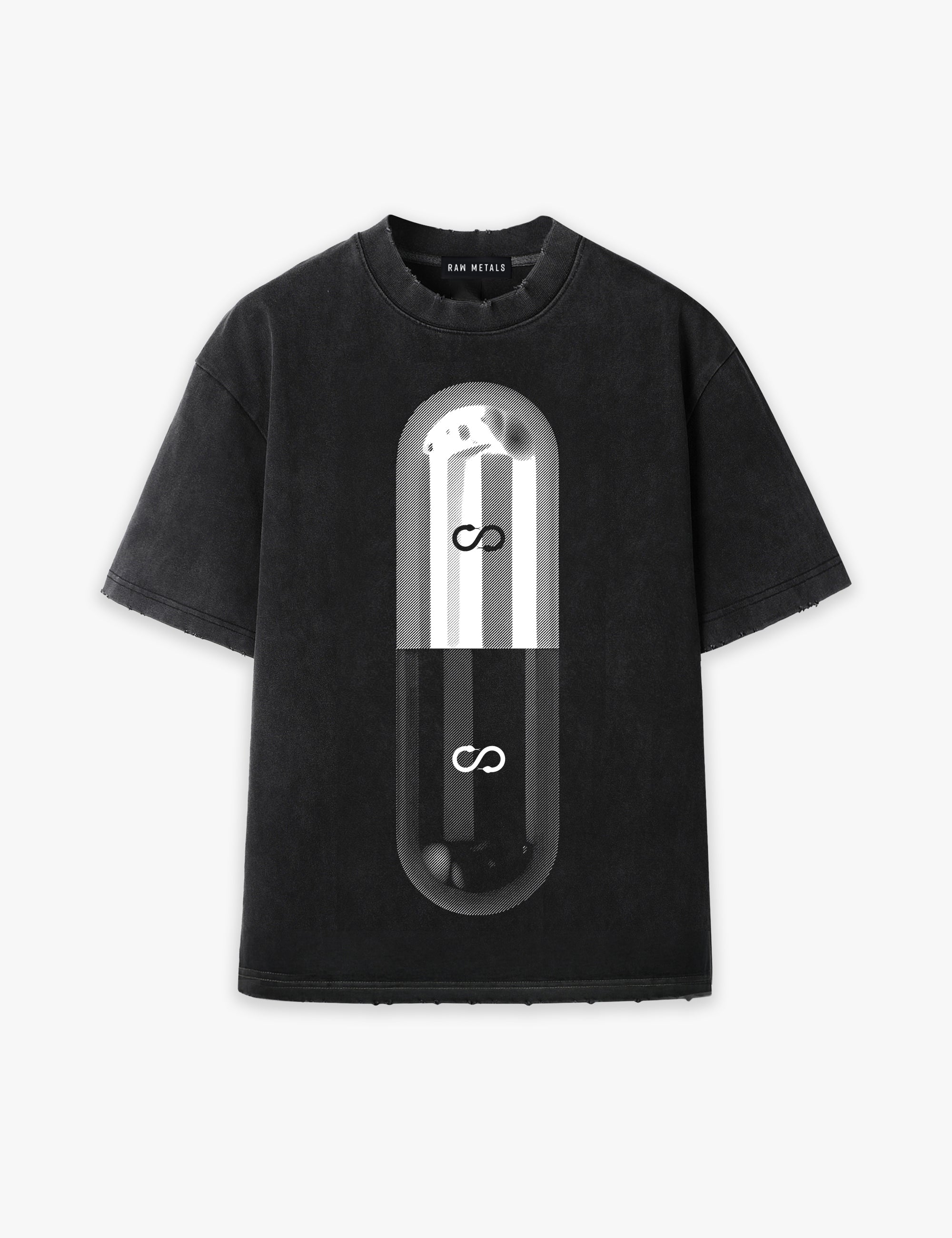 RAW METALS Poison Cure Oversized Distressed T-shirt in Black