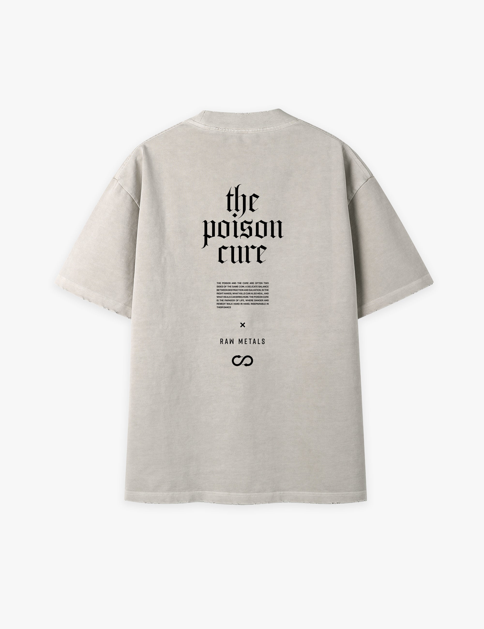 RAW METALS Poison Cure Oversized Distressed T-shirt in Bone
