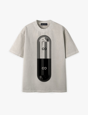 RAW METALS Poison Cure Oversized Distressed T-shirt in Bone