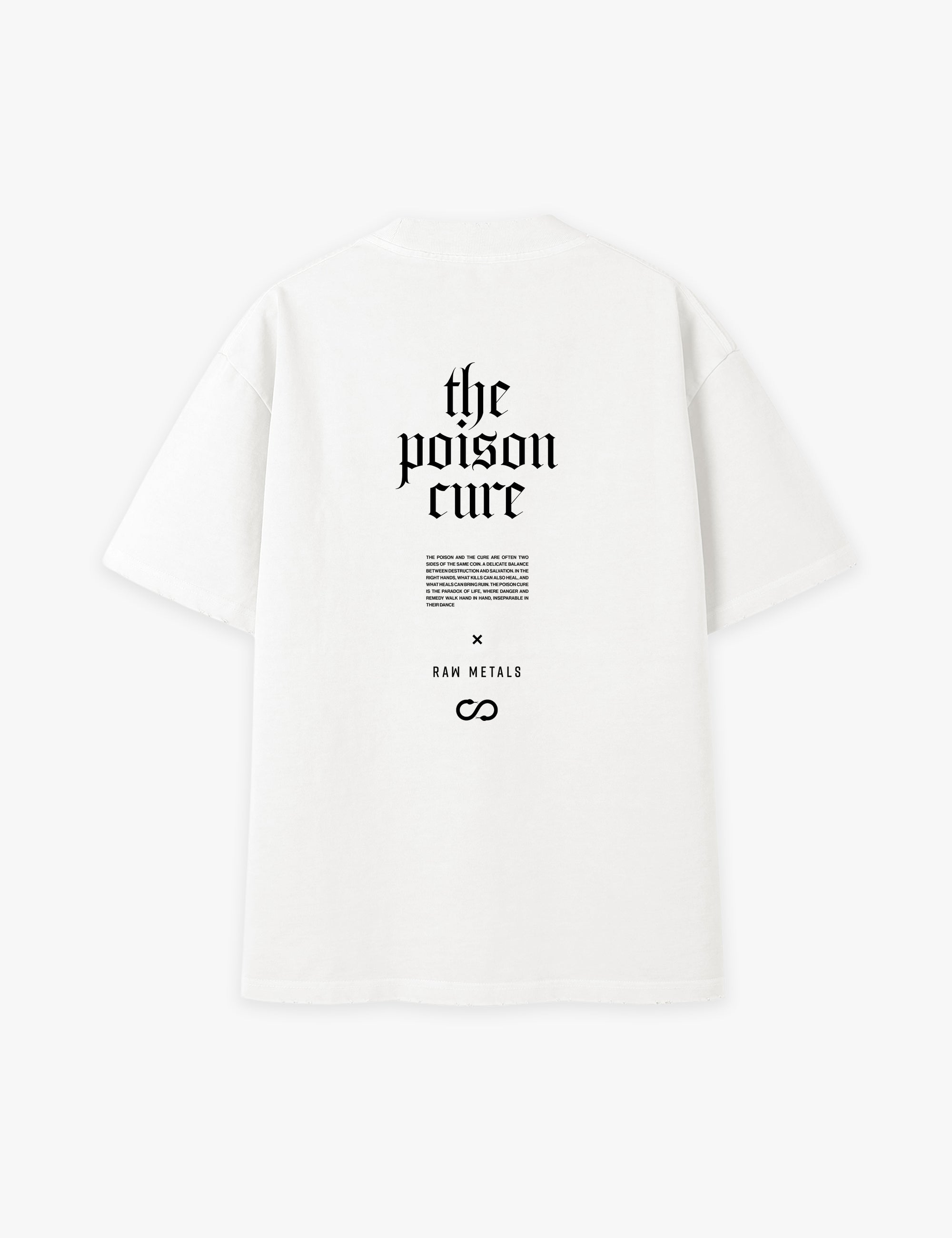 RAW METALS Poison Cure Oversized Distressed T-shirt in White