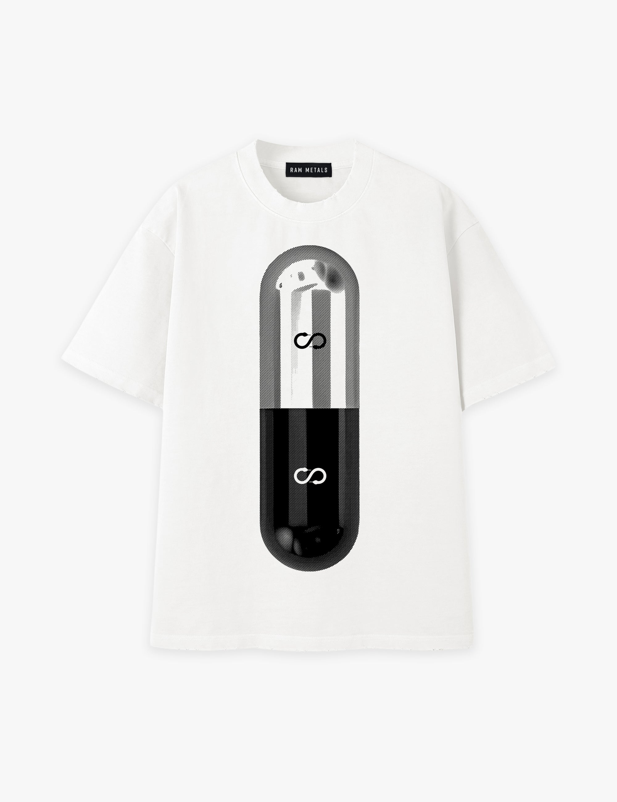 RAW METALS Poison Cure Oversized Distressed T-shirt in White