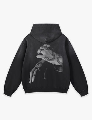 RAW METALS Bloodstream Faded Hoodie in Black