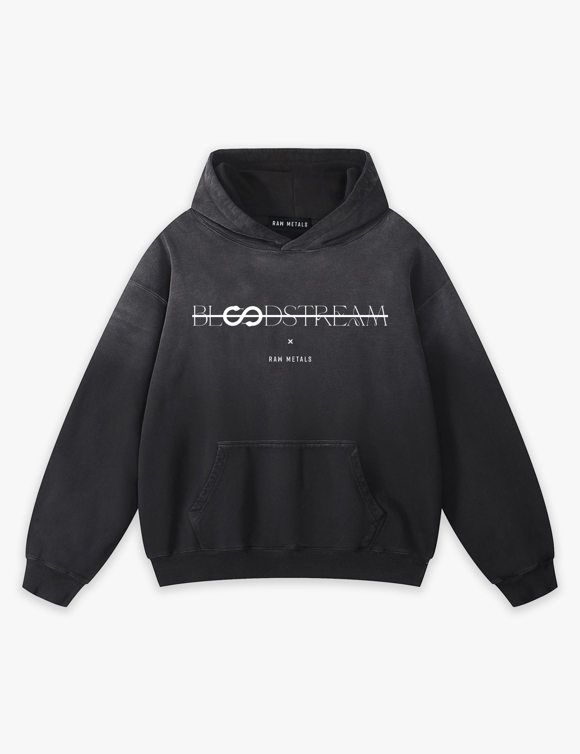 RAW METALS Bloodstream Faded Hoodie in Black