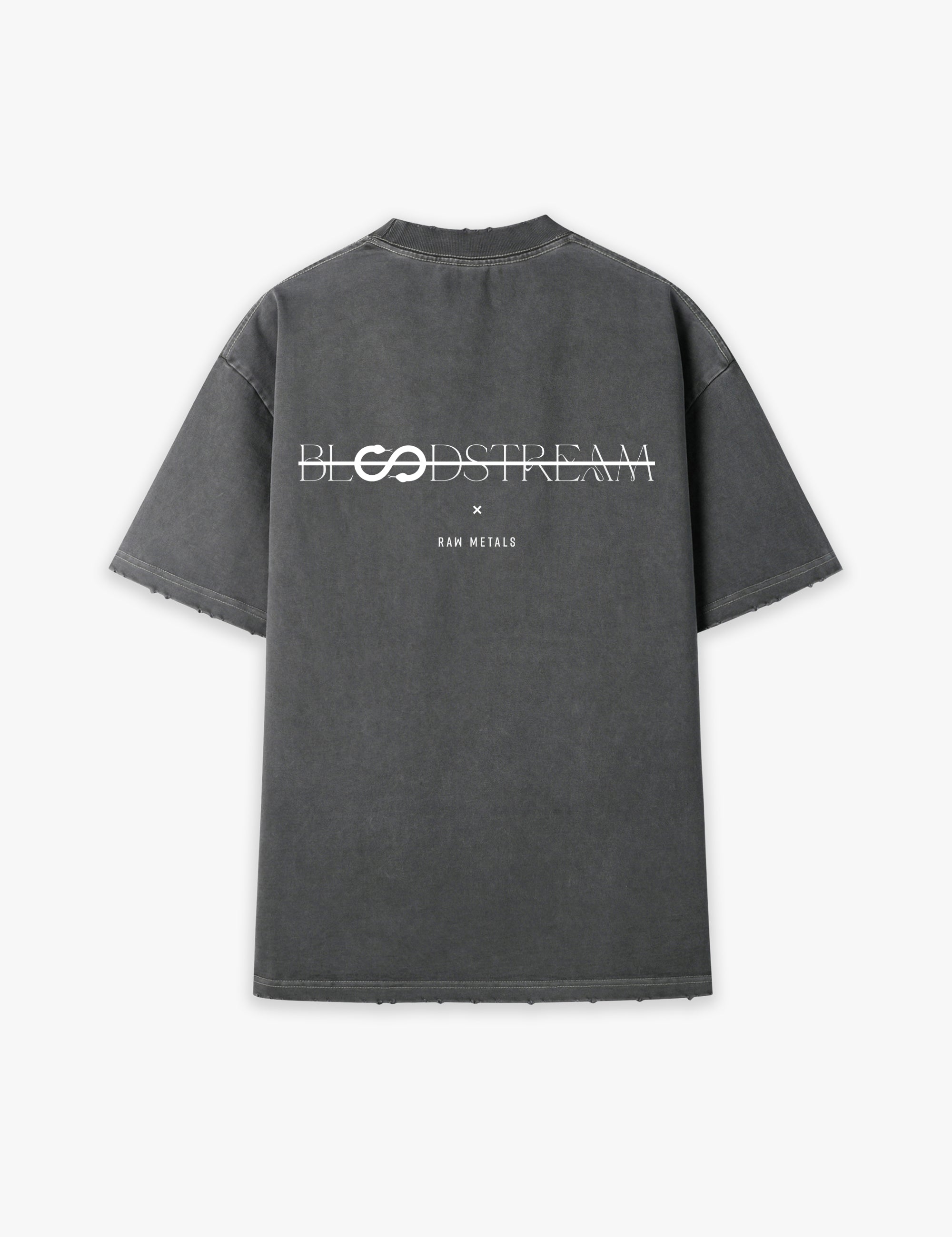RAW METALS Bloodstream Oversized Distressed T-shirt in Charcoal