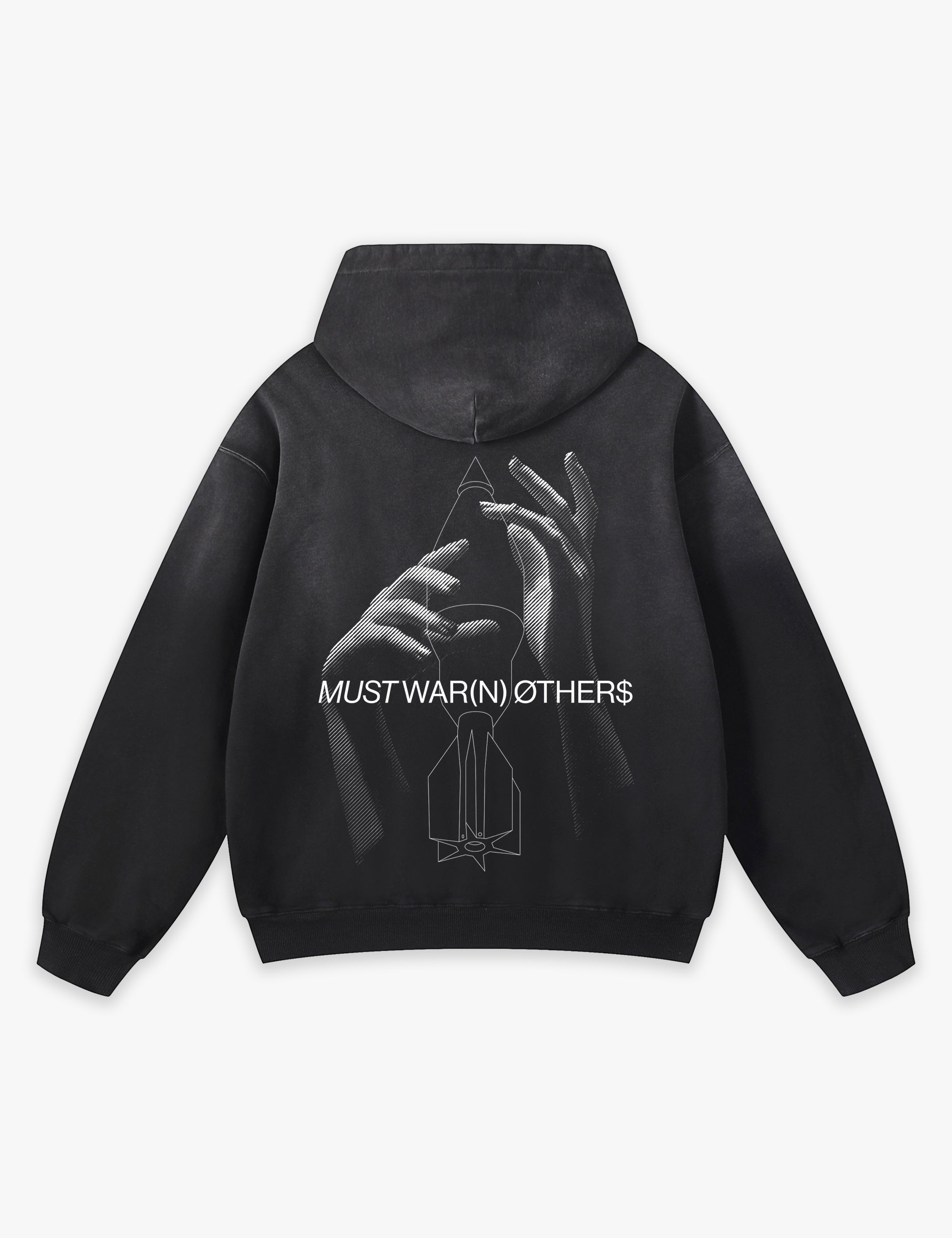 RAW METALS Must Warn Others Faded Hoodie in Black