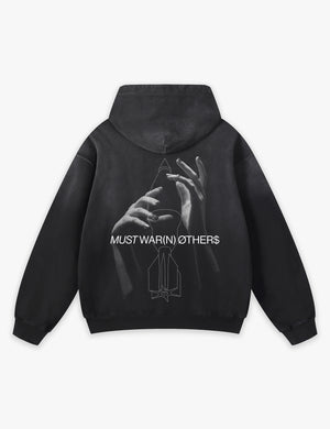 RAW METALS Must Warn Others Faded Hoodie in Black