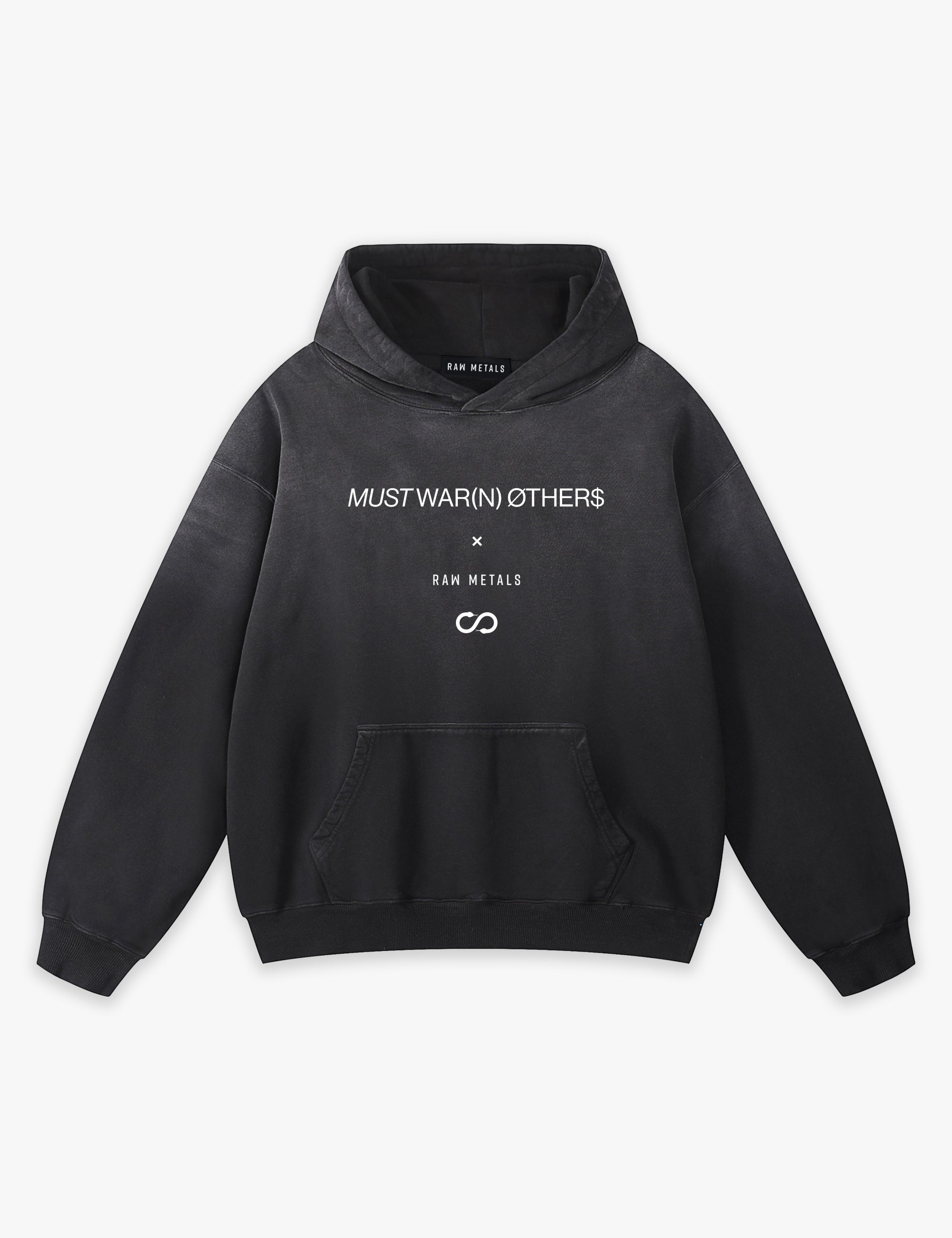 RAW METALS Must Warn Others Faded Hoodie in Black