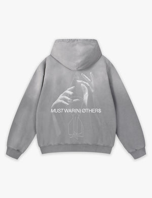 RAW METALS Must Warn Others Faded Hoodie in Grey