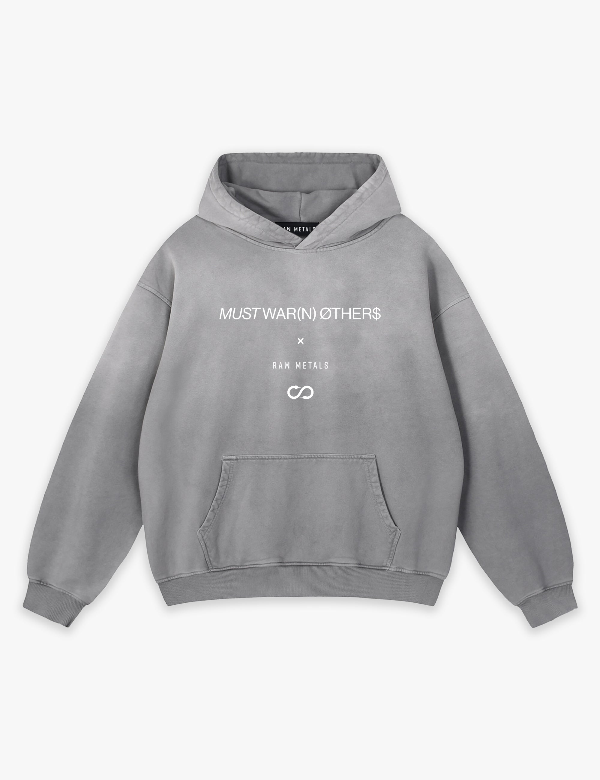 RAW METALS Must Warn Others Faded Hoodie in Grey