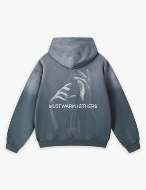 RAW METALS Must Warn Others Faded Hoodie in Slate