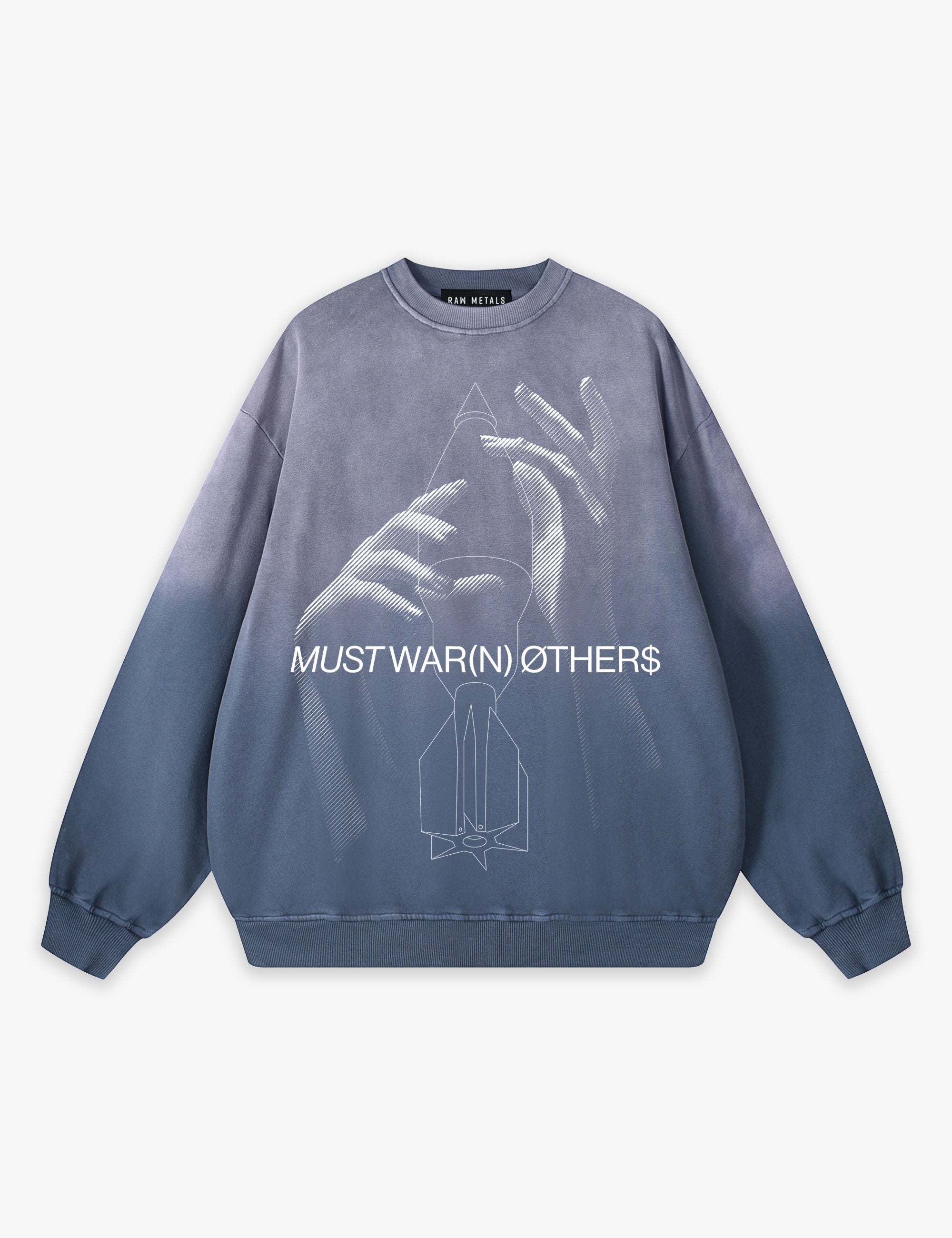 RAW METALS Must Warn Others Faded Sweatshirt in Slate