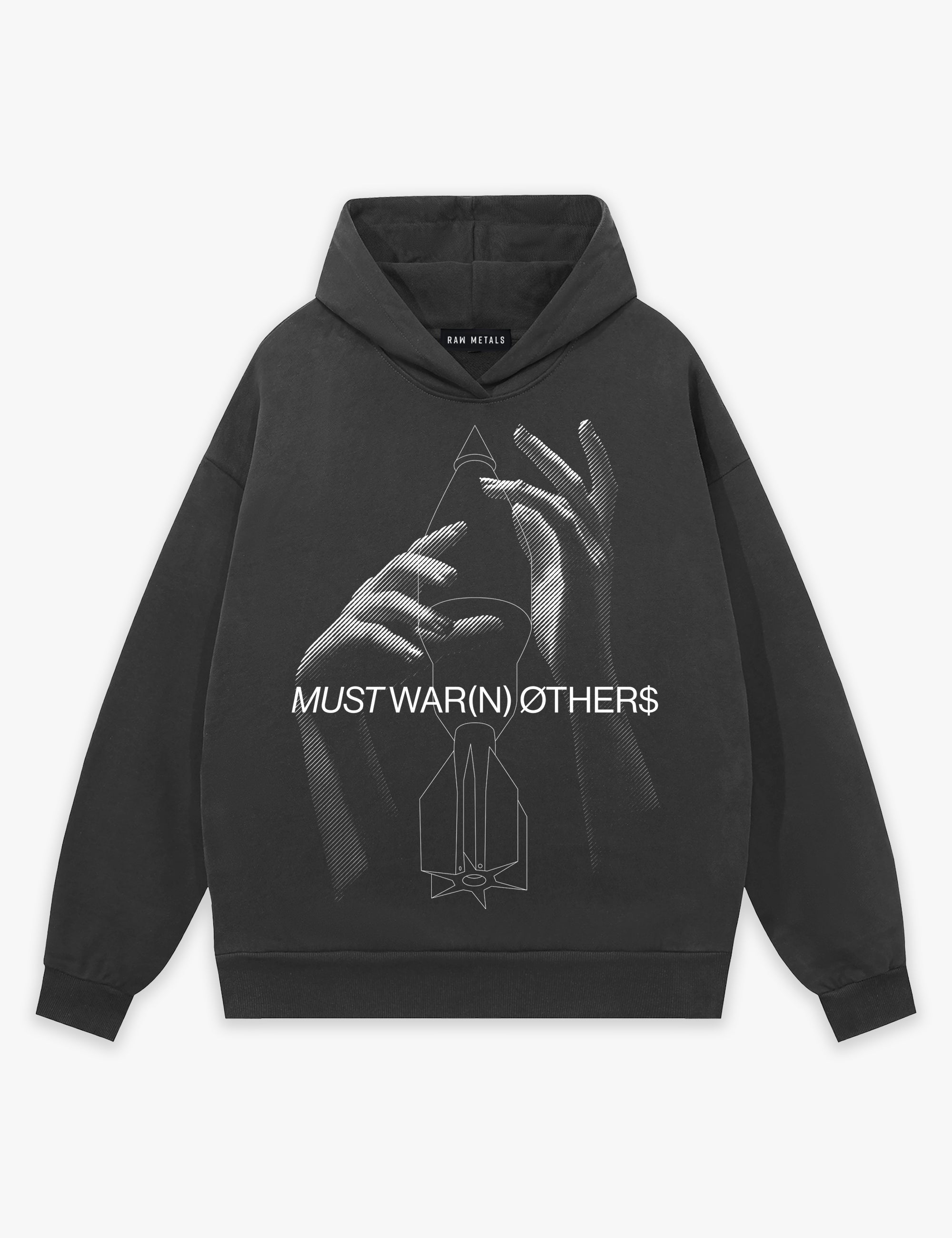 RAW METALS Must Warn Others Hoodie in Charcoal