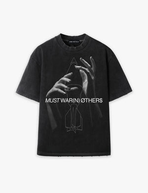 RAW METALS Must Warn Others Oversized Distressed T-shirt in Black