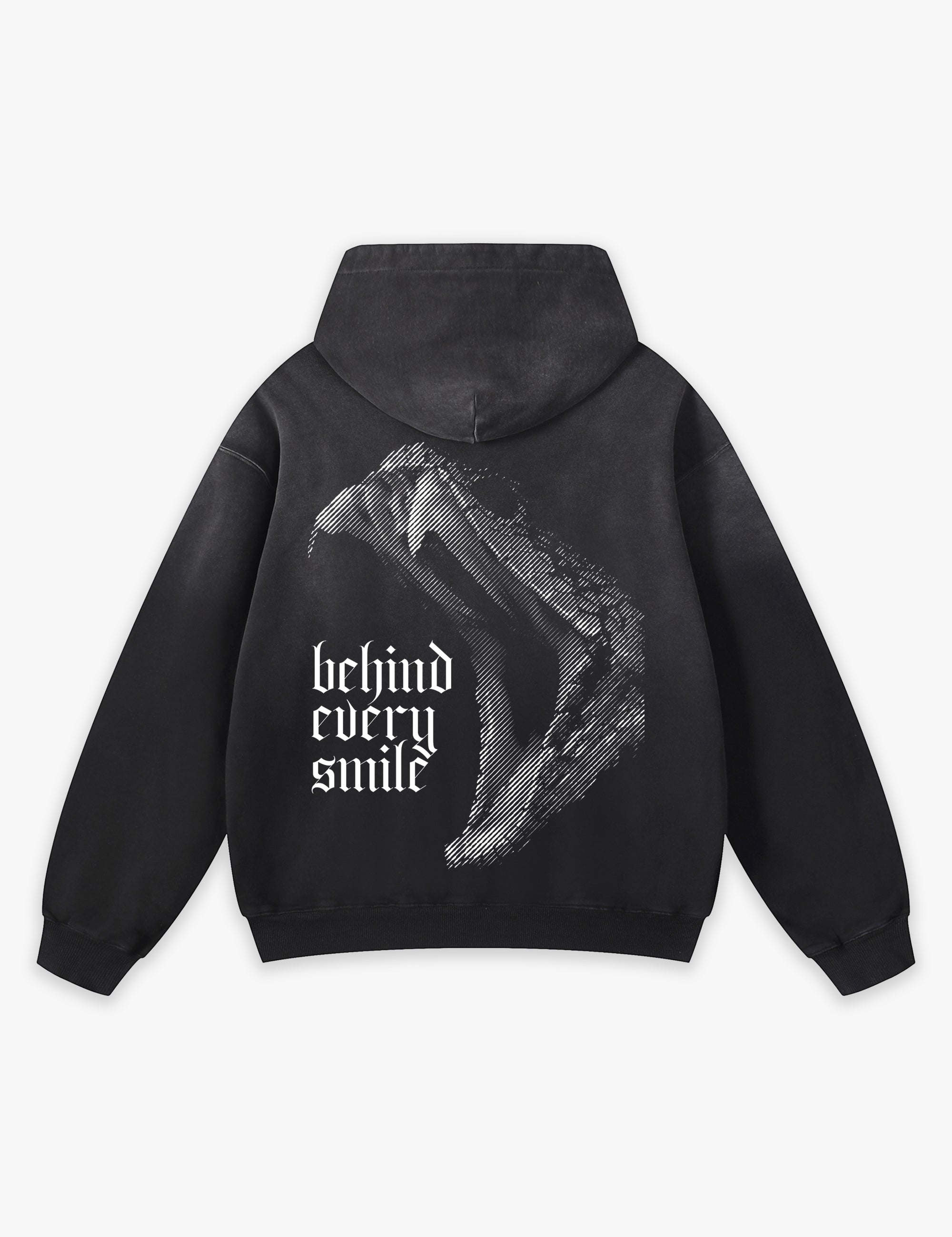 RAW METALS Behind Every Smile Faded Hoodie in Black
