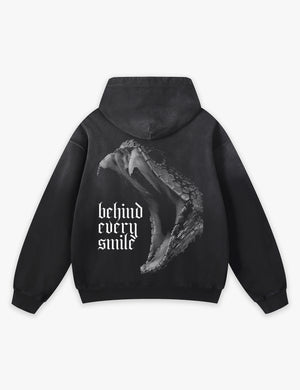 RAW METALS Behind Every Smile Faded Hoodie in Black