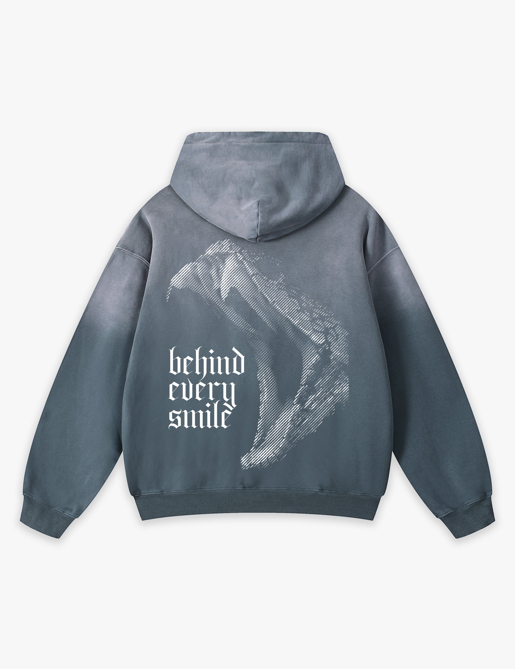 RAW METALS Behind Every Smile Faded Hoodie in Slate