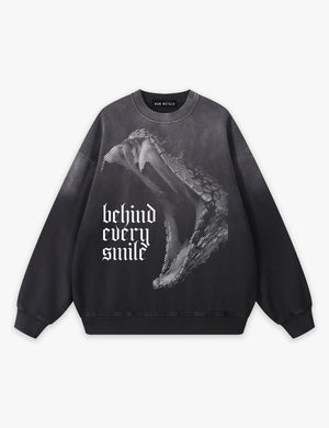 RAW METALS Behind Every Smile Faded Sweatshirt in Black