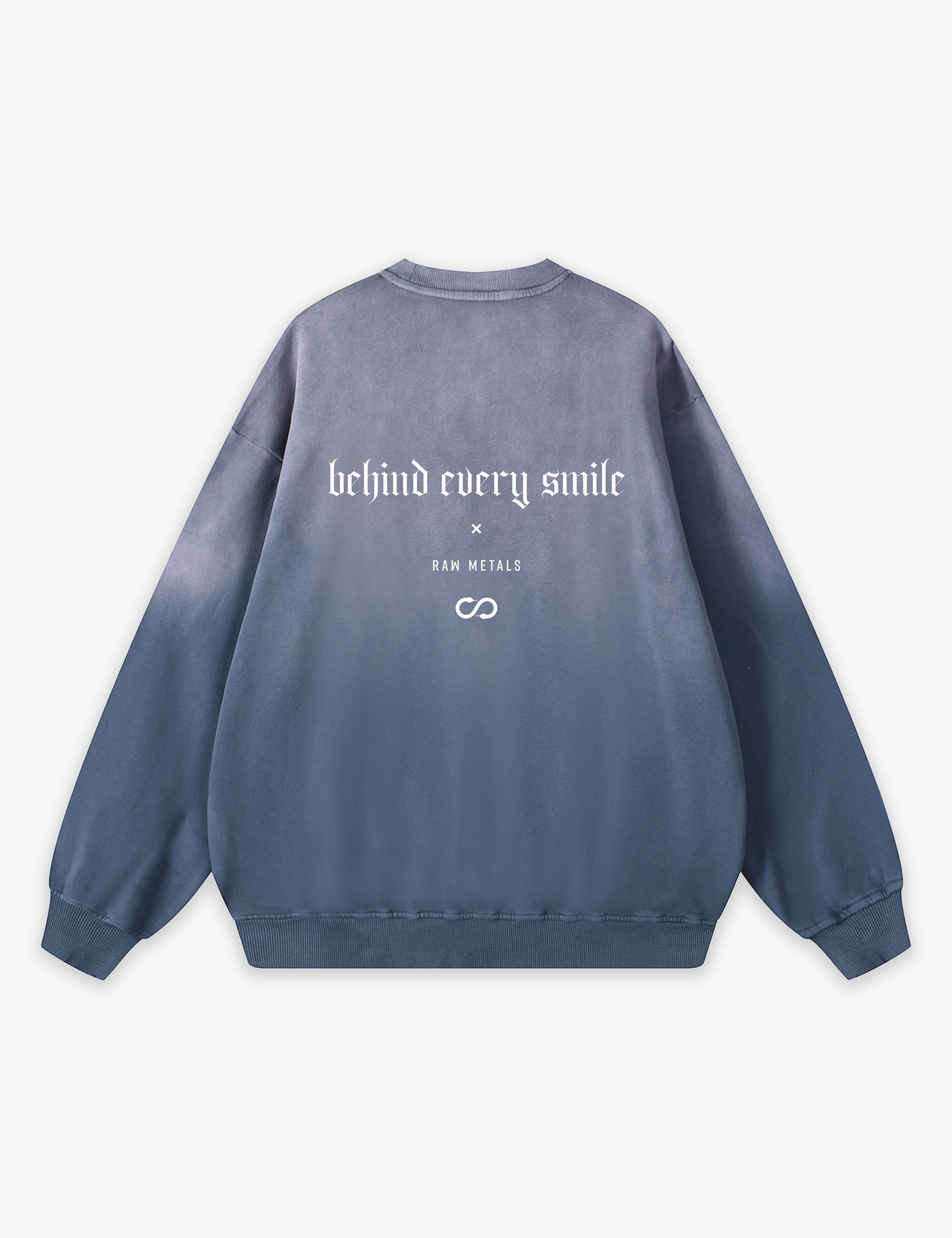 RAW METALS Behind Every Smile Faded Sweatshirt in Slate
