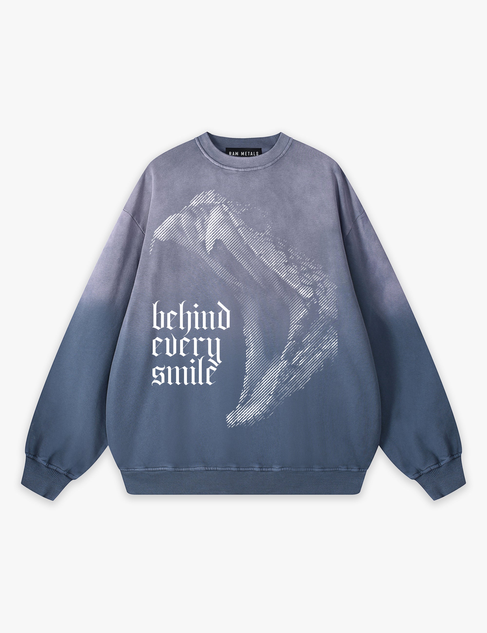 RAW METALS Behind Every Smile Faded Sweatshirt in Slate