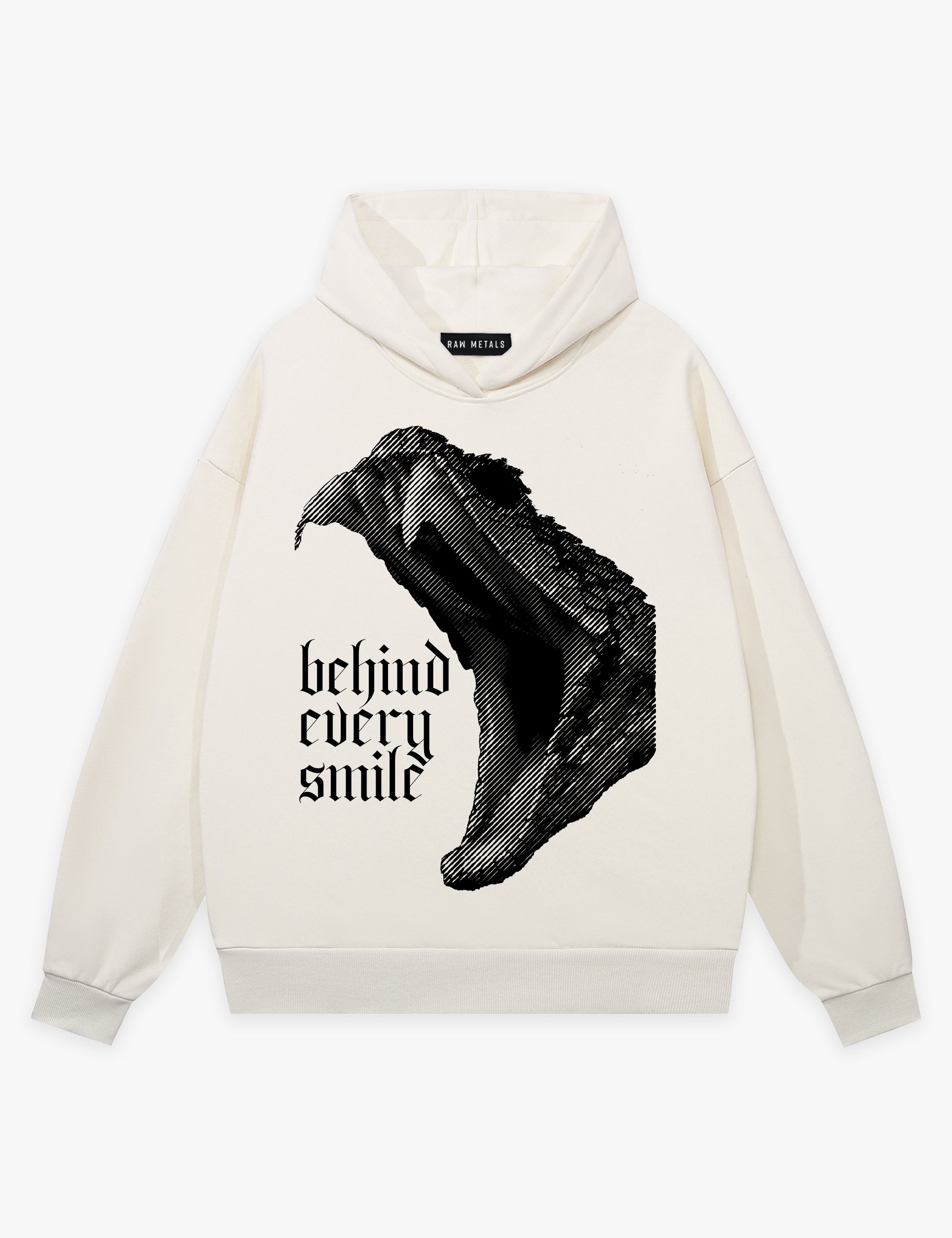 RAW METALS Behind Every Smile Hoodie in Bone