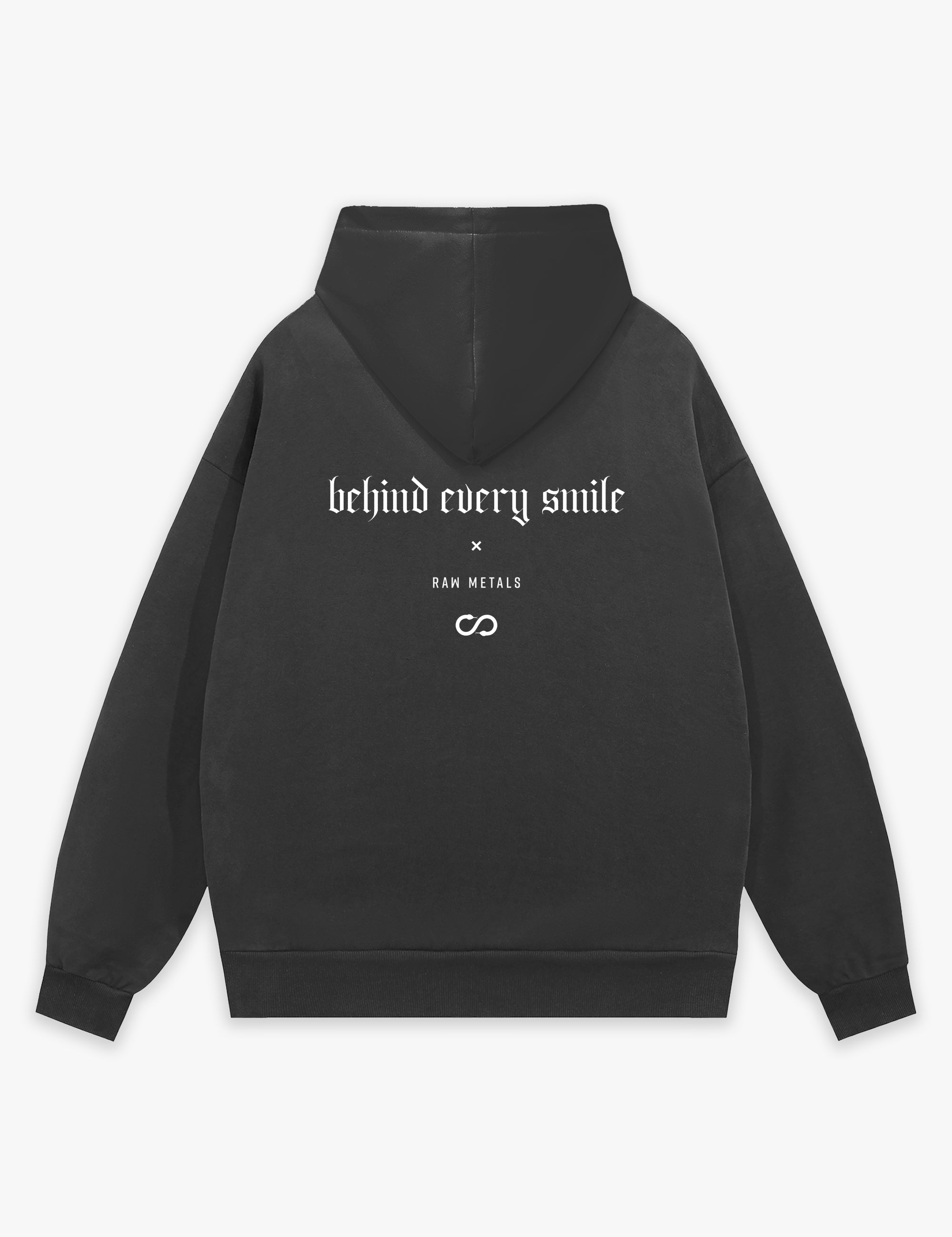 RAW METALS Behind Every Smile Hoodie in Charcoal