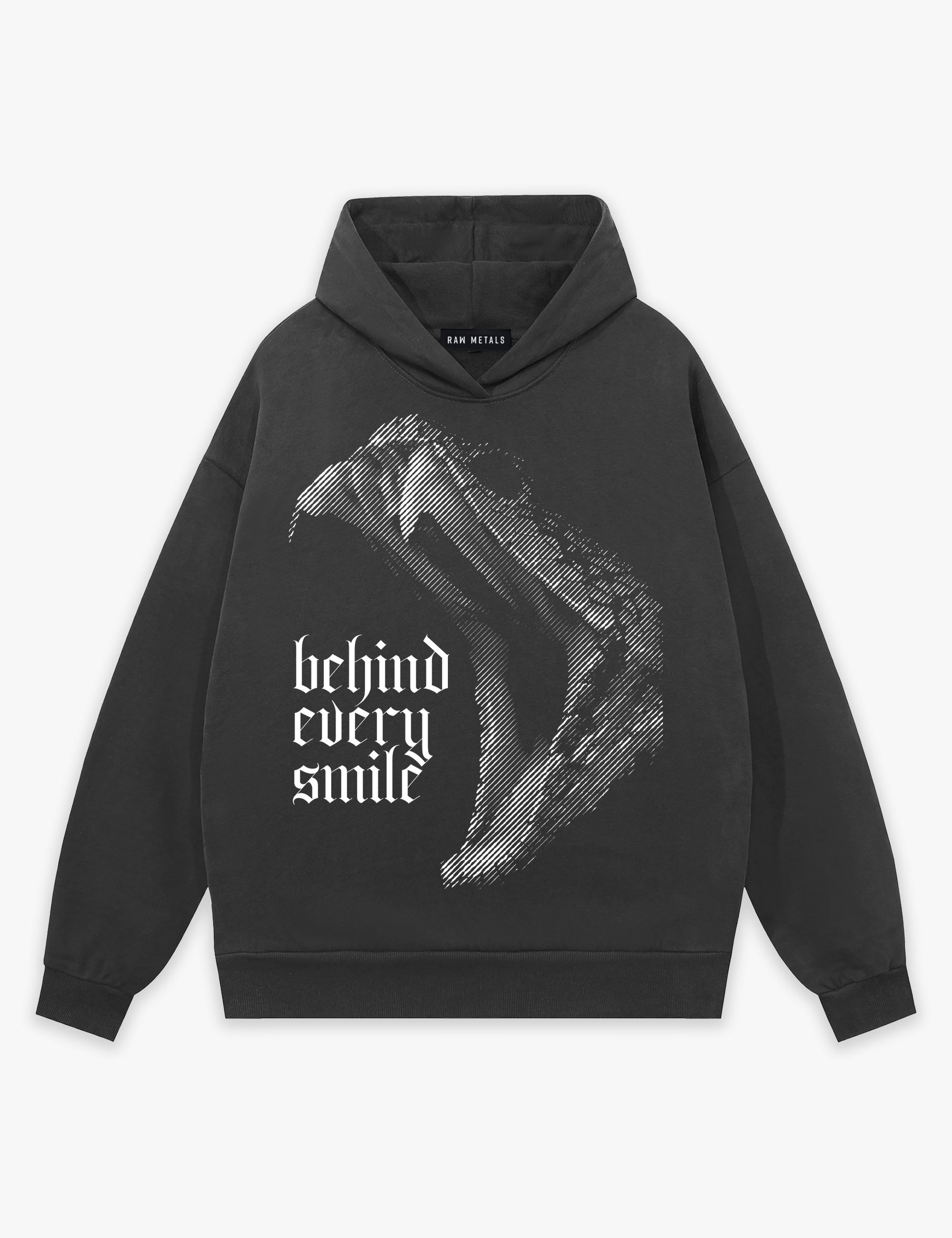 RAW METALS Behind Every Smile Hoodie in Charcoal