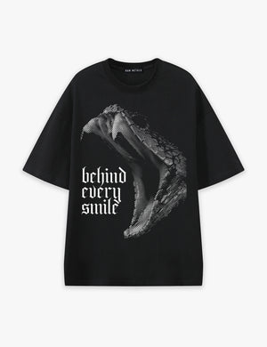 RAW METALS Behind Every Smile Oversized T-shirt in Black