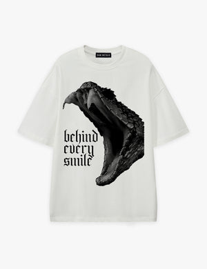 RAW METALS Behind Every Smile Oversized T-shirt in White