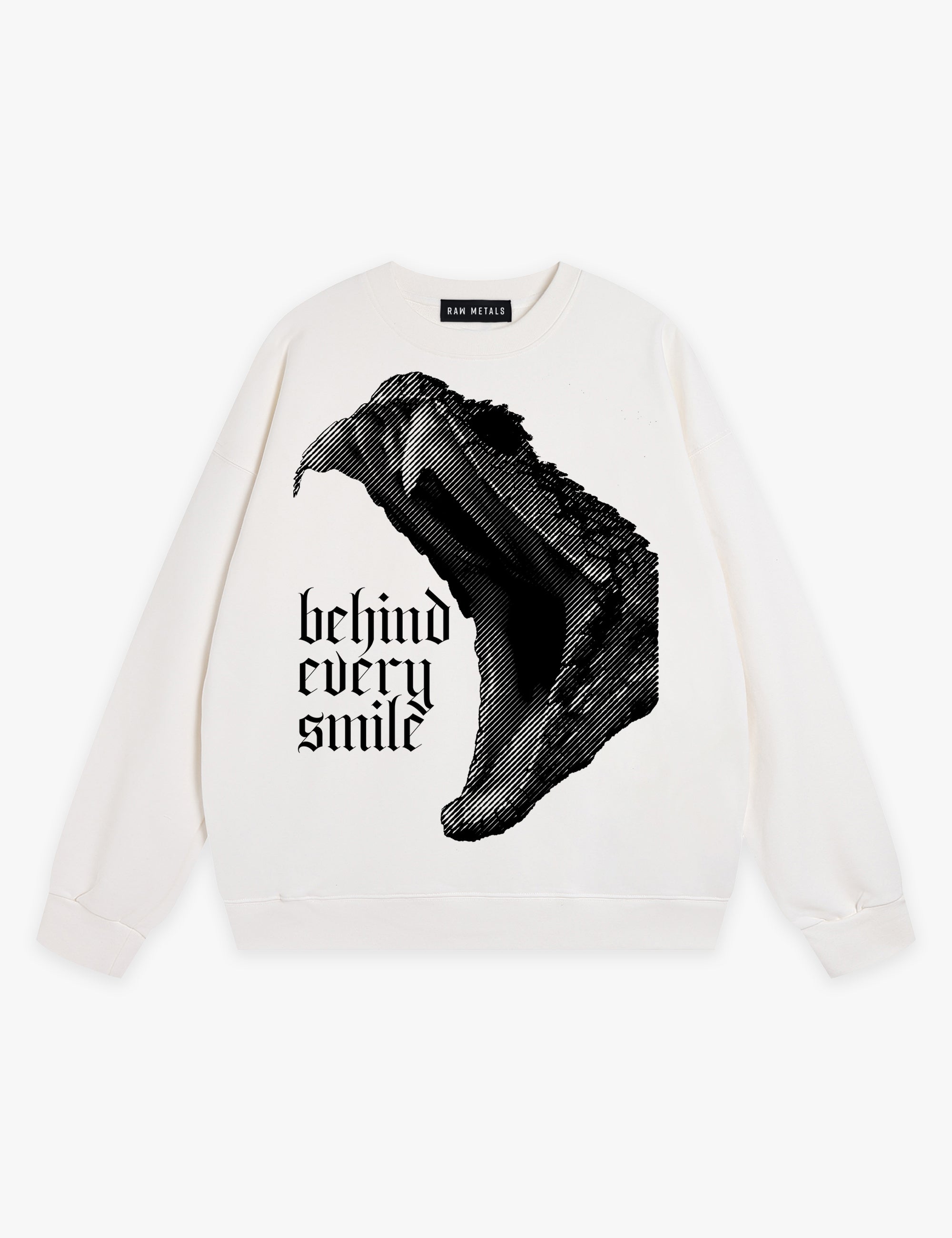 RAW METALS Behind Every Smile Sweatshirt in White