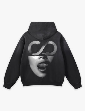 RAW METALS Anatomy of a Lie Faded Hoodie in Black
