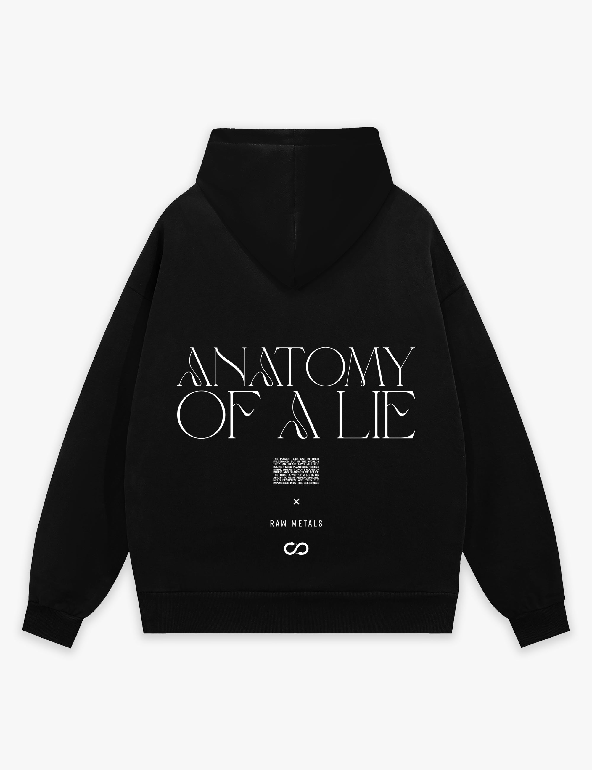 RAW METALS Anatomy of a Lie Hoodie in Black
