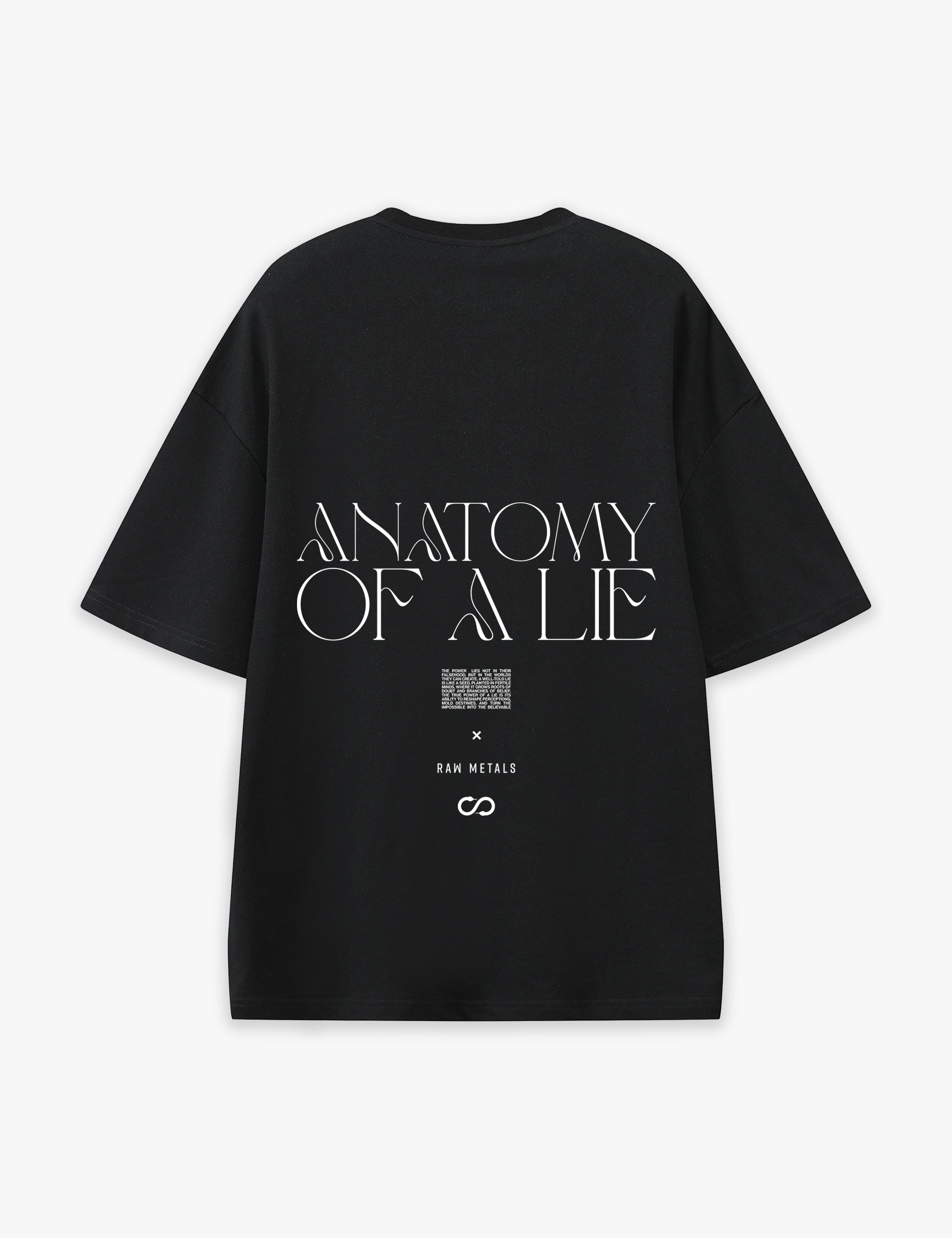 RAW METALS Anatomy of a Lie Oversized T-shirt in Black