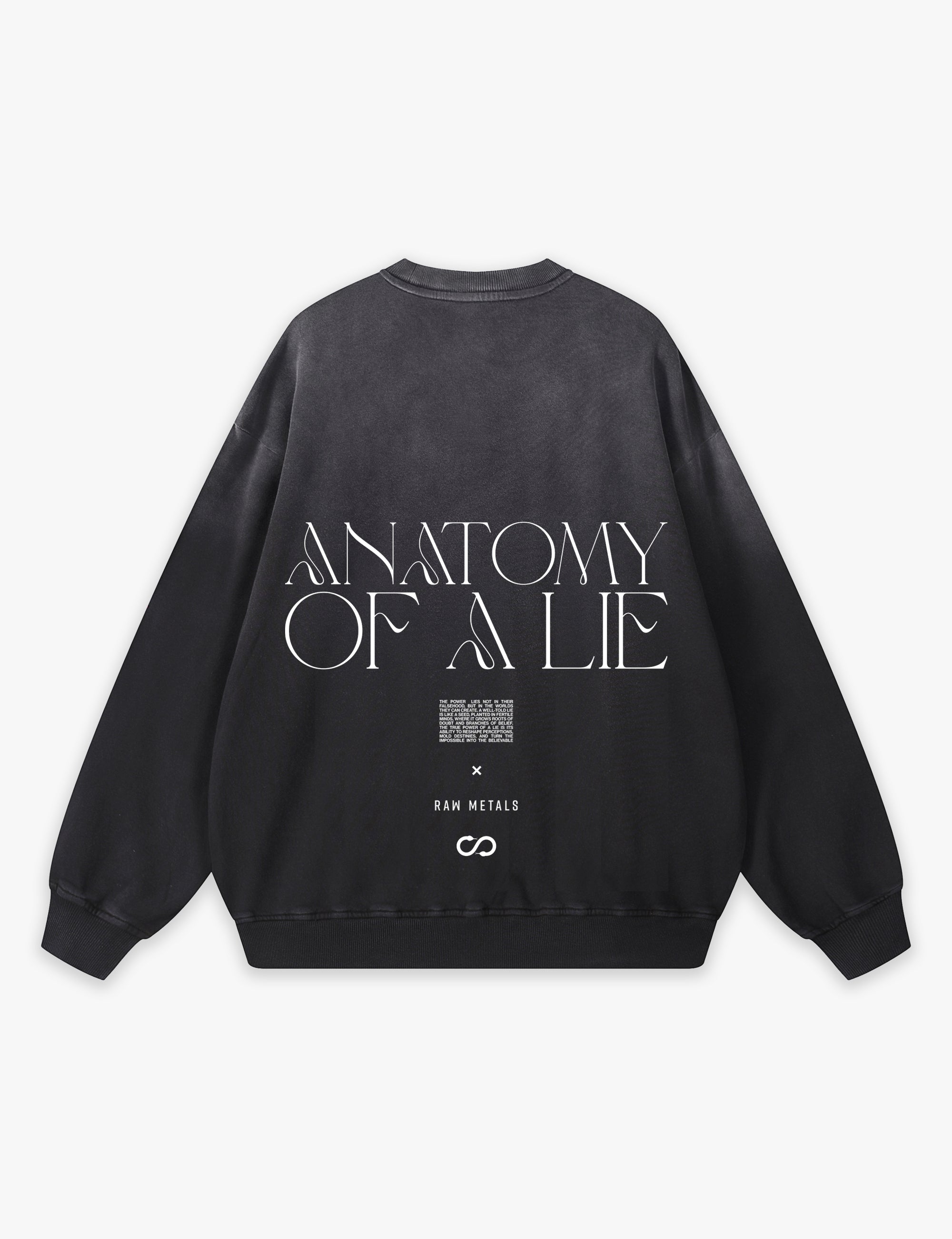 RAW METALS Anatomy of a Lie Faded Sweatshirt in Black