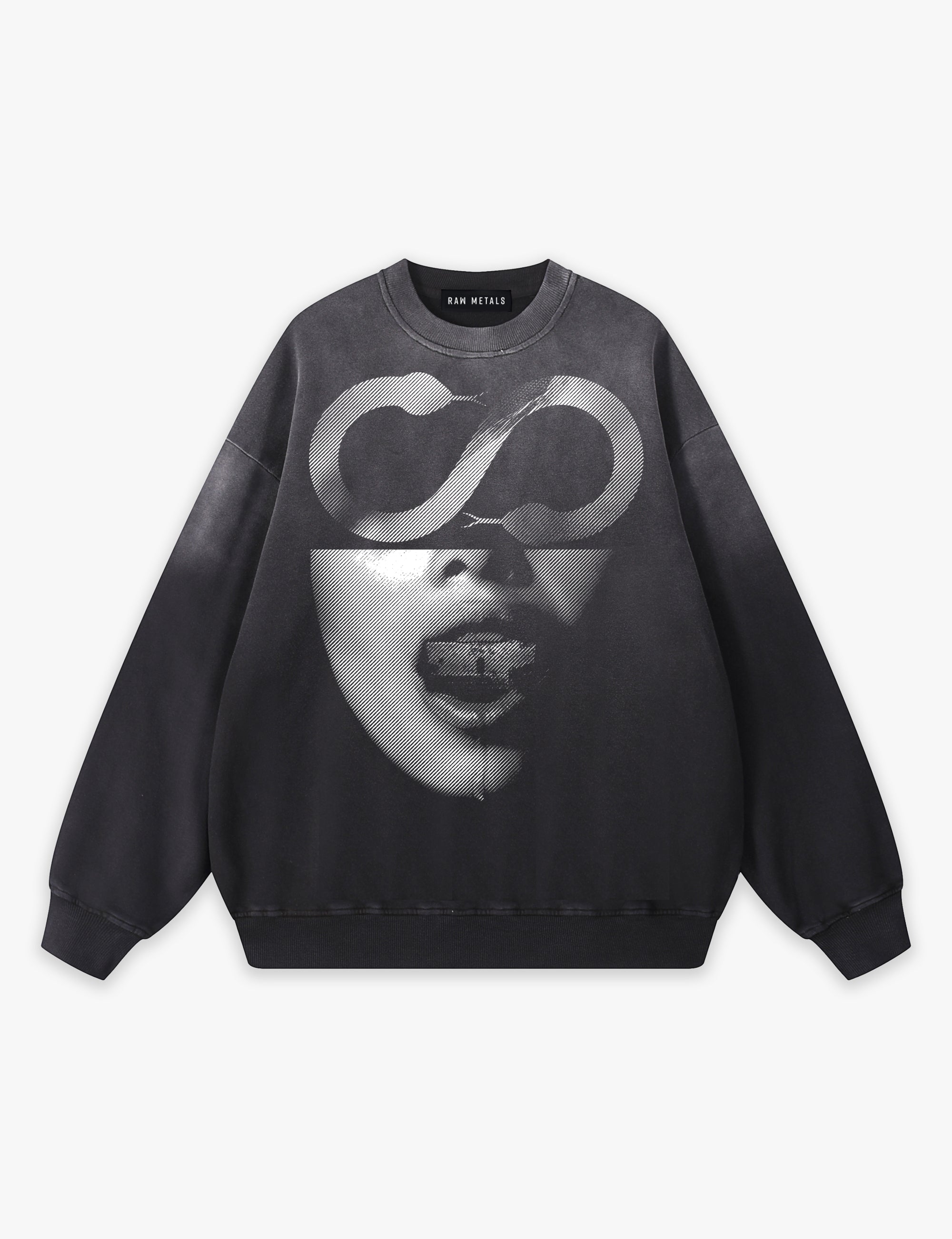 RAW METALS Anatomy of a Lie Faded Sweatshirt in Black