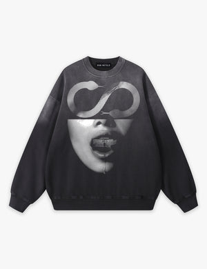 RAW METALS Anatomy of a Lie Faded Sweatshirt in Black