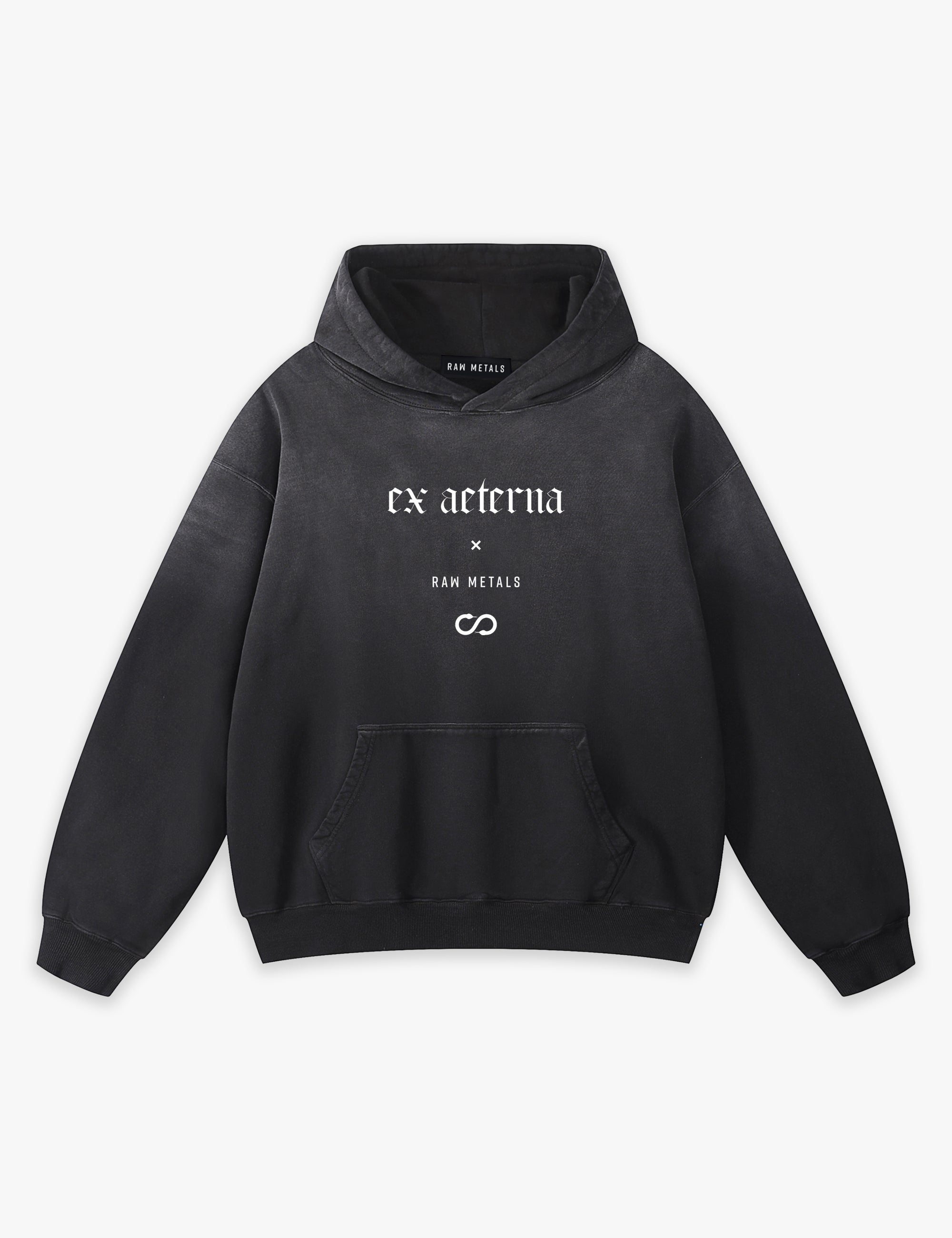 RAW METALS Ex Aeterna Faded Hoodie in Black